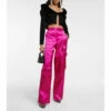 Frame High-rise Wide-leg Satin Cargo Pants