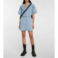 Frame Kaftan Denim Minidress