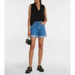Frame High-rise Cuffed Denim Shorts