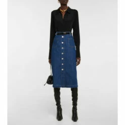 Frame Le Bardot Denim Midi Skirt