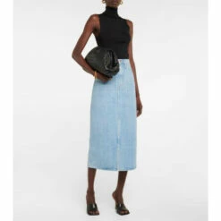 Frame Le Italien High-rise Denim Midi Skirt